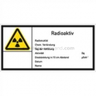 Warnetikett Radioaktiv zur Aktivitätskennzeichnung nach DIN 25430 (E 20)