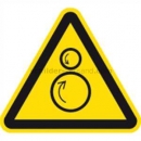 Warnzeichen: Warnung vor gegenläufigen Rollen nach ISO 7010 (W 025)