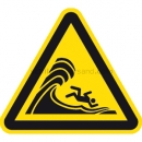 Warnzeichen: Warnung vor hoher Brandung oder hohen brechenden Wellen nach ISO 20712-1 (WSW 023)