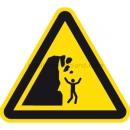 Warnzeichen: Warnung vor Steinschlag von instabiler Klippe nach ISO 20712-1 (WSW 011)