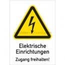 Warnzeichen: Kombischild Elektrische Einrichtungen - Zugang freihalten