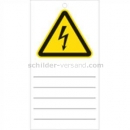 Warnzeichen: Anhängeschilder: Vorsicht vor gefährlicher elektrischer Spannung
