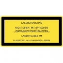 Warnzeichen: Laser Klasse 1M - Nicht direkt mit optischen Instrumenten betrachten
