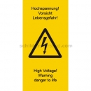 Warnschilder mit Text und Piktogramm: Warnetiketten Vorsicht Hochspannung