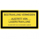 Warnzeichen: Bestrahlung vermeiden - Austritt von Laserstrahlung