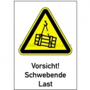 Warnschilder mit Text und Piktogramm: Kombischild Vorsicht! Schwebende Last