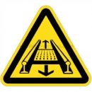 Warnschilder nach BGV A8 und ASR A 1.3 (2007): Warnung vor Gefahren durch eine Förderanlage im Gleis (BGV A8 W 29)