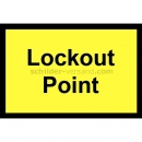 Warnschilder mit Text: Lockout Point - Sperrpunkt